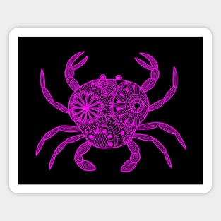 Mandala Crab (pink and black inverted) Magnet